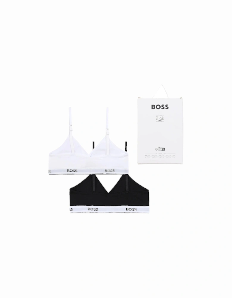 Girls 2-Pack Classic Logo Bralettes, Black/White