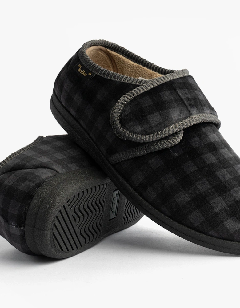DARREN VELC Mens Touch Fasten Slippers Grey