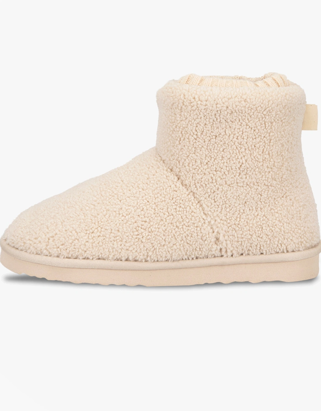 Isotoner BORG BOOT WITH CUFF DETAIL Womens Boot Slippers Cream, 2 of 1