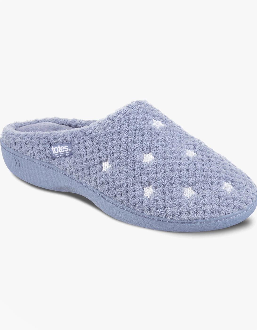 Isotoner POPCORN TERRY Womens Mule Slippers Iris Blue Star