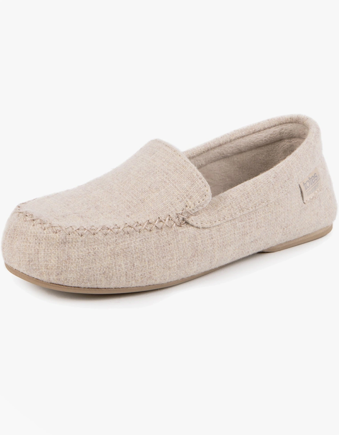 Isotoner TEXTURED Womens Moccasin Slippers Light Brown, 2 of 1