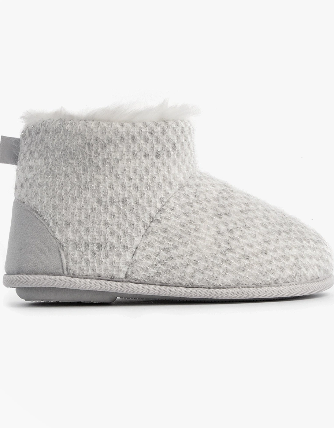 Isotoner SPARKLE KNIT Womens Boot Slippers Light Grey, 3 of 2