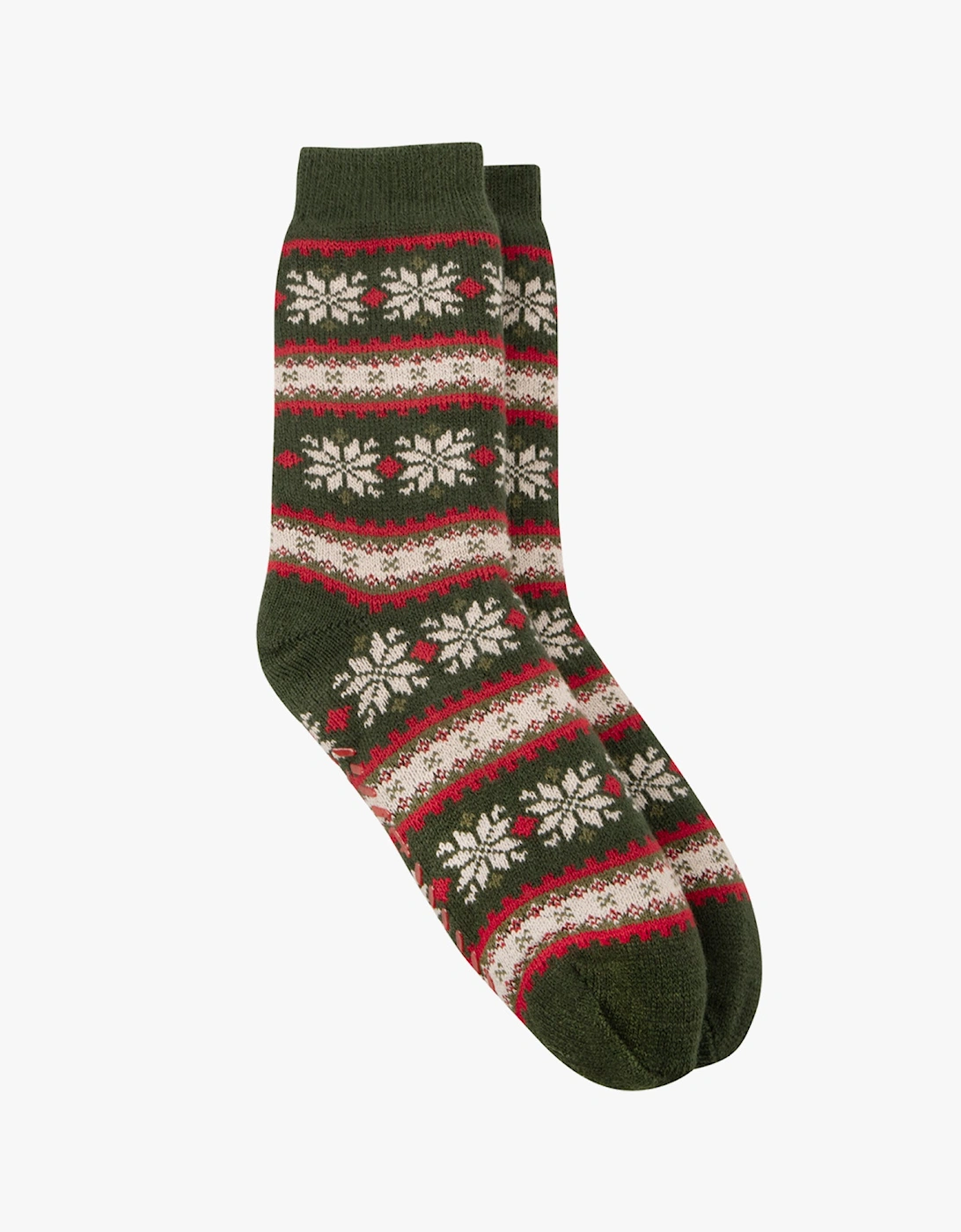 Toasties SHERPA LINED FAIR ISLE Mens Slippers Socks Red Fair isle