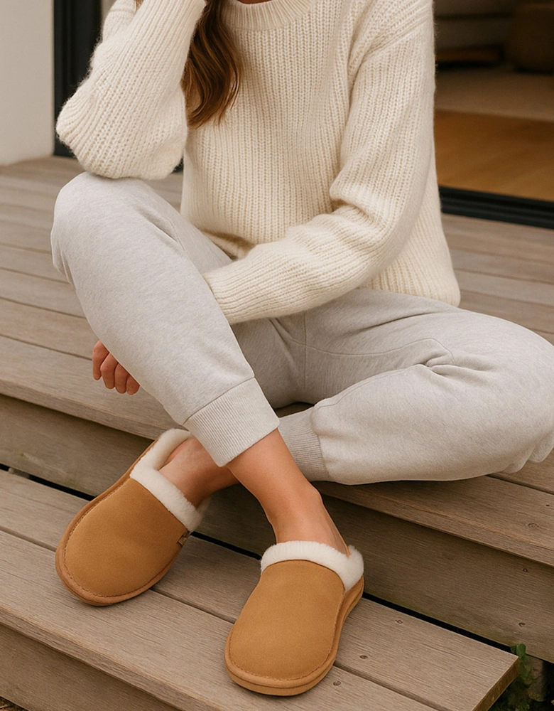 Isotoner REAL SUEDE MULE Womens Slippers Tan