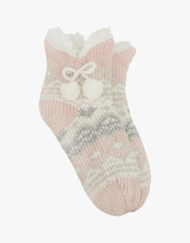 CHENILLE CROP KNITTED SLIPPER SOCKS Womens Socks Multi