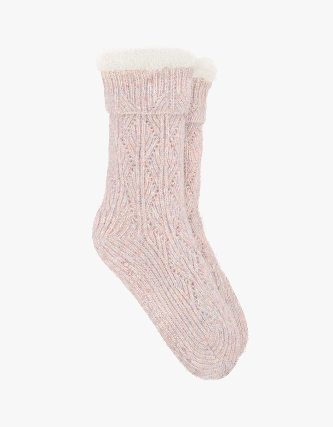 TEXTURE SLIPPER SOCKS Womens Socks Pink Mix, 4 of 3