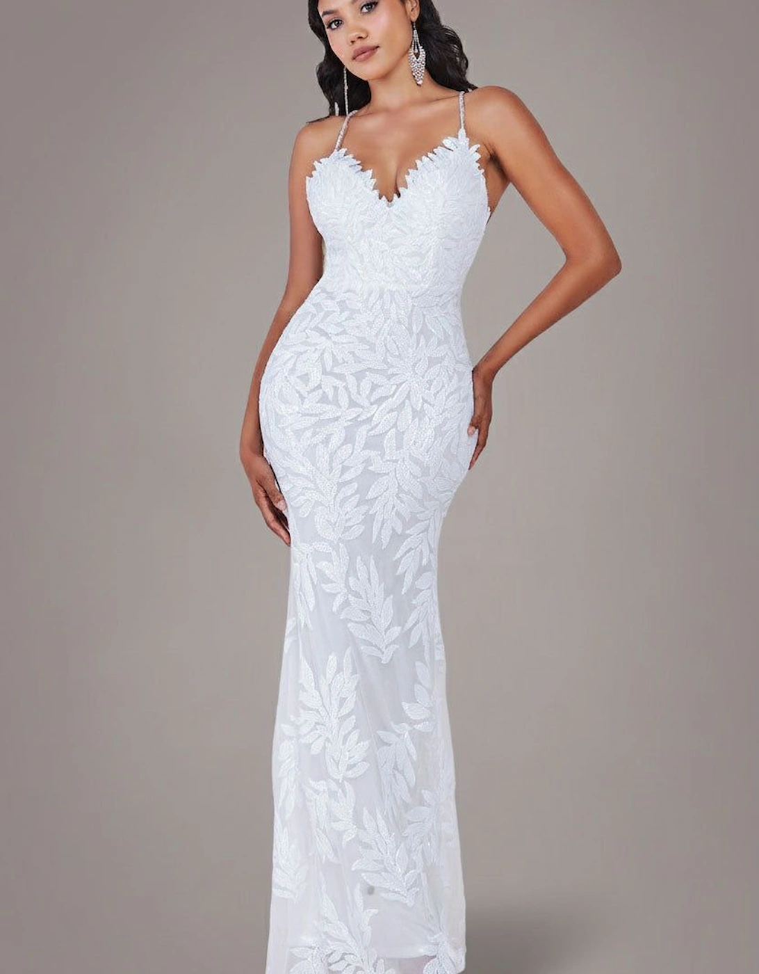 Cross Back Diamante Strap Sequin Maxi, 2 of 1