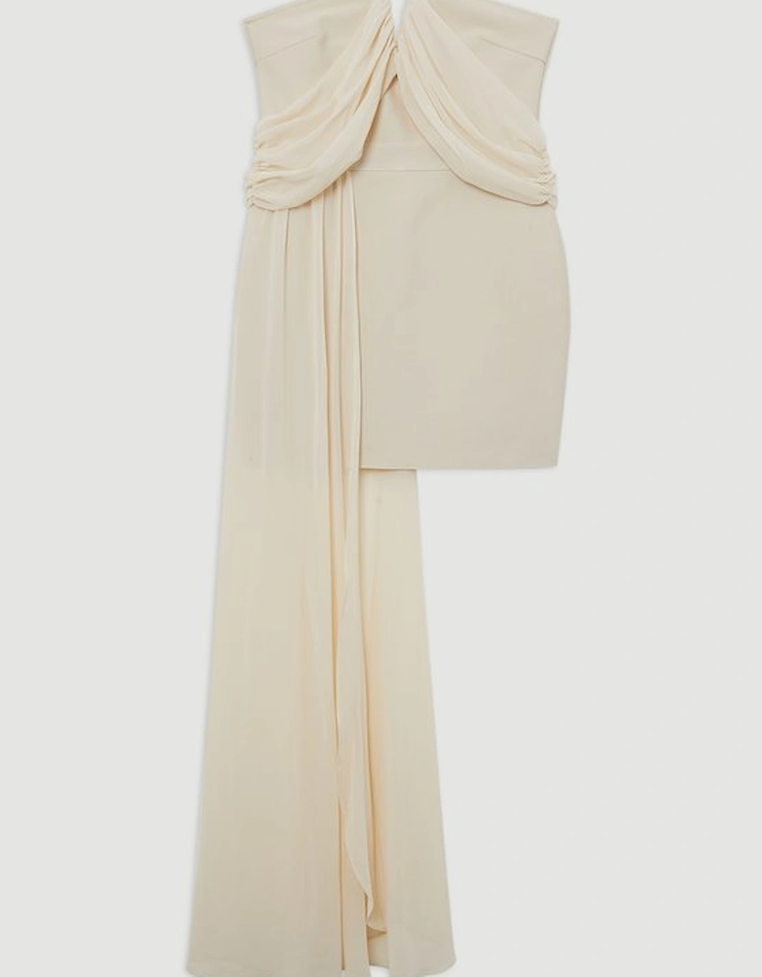 Plus Size Figure Form Bandage Knit Woven Bardot And Skirt Detail Dress
