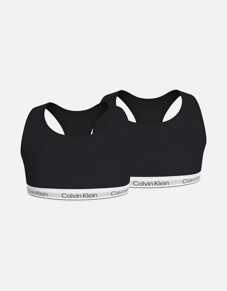 Girls 2-Pack Modern Cotton Bralettes, Black