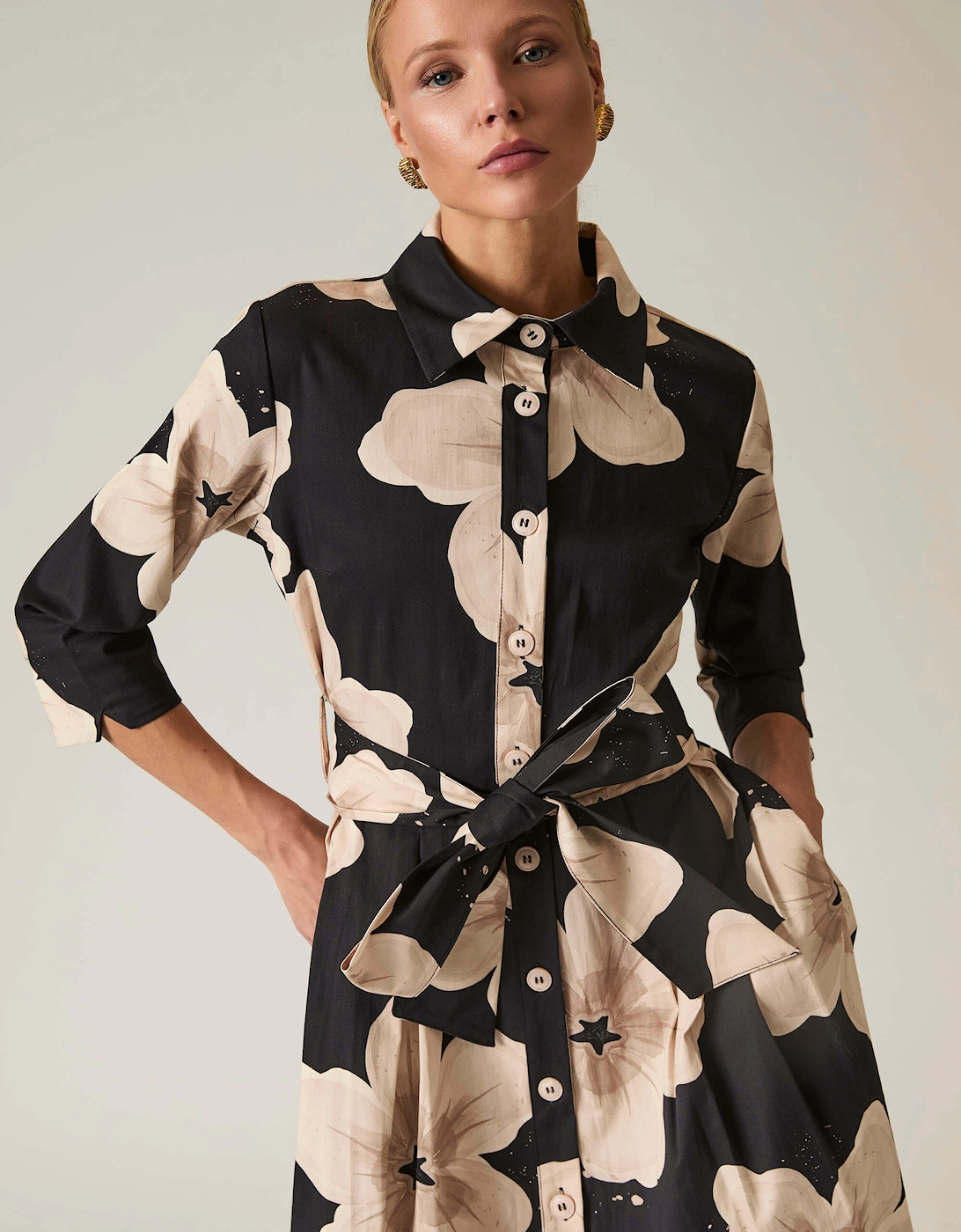 Black Flower Cotton Dress