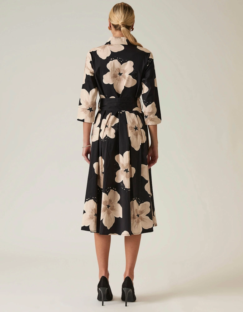 Black Flower Cotton Dress