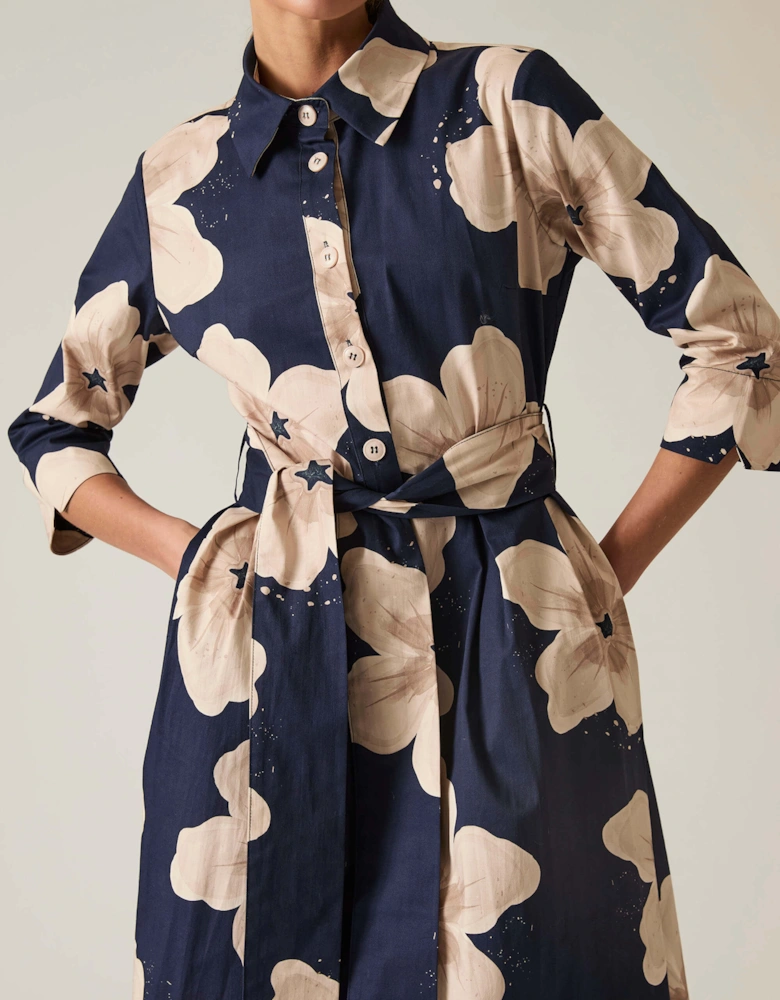 Navy Flower Cotton Dress