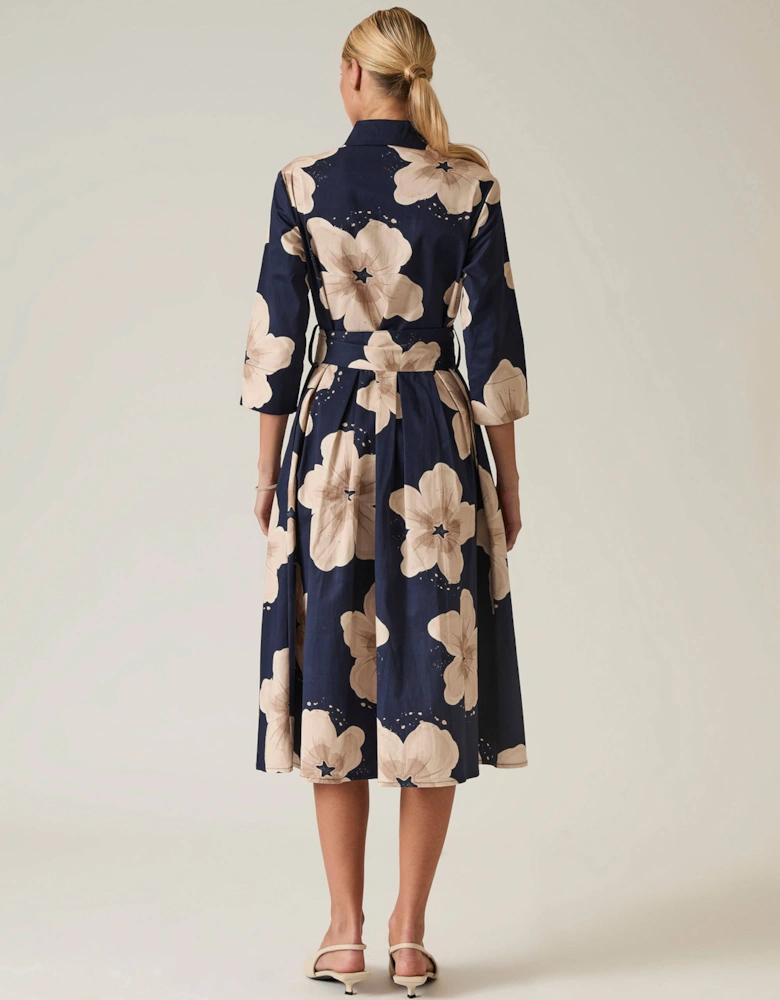 Navy Flower Cotton Dress