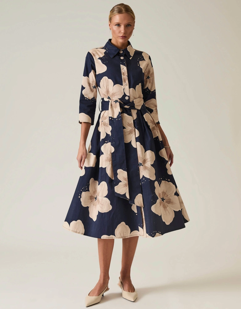 Navy Flower Cotton Dress