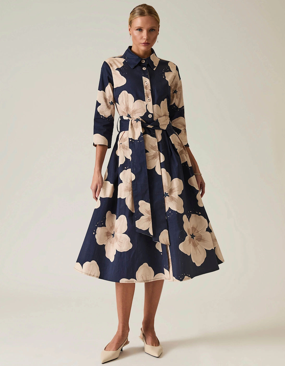 Navy Flower Cotton Dress