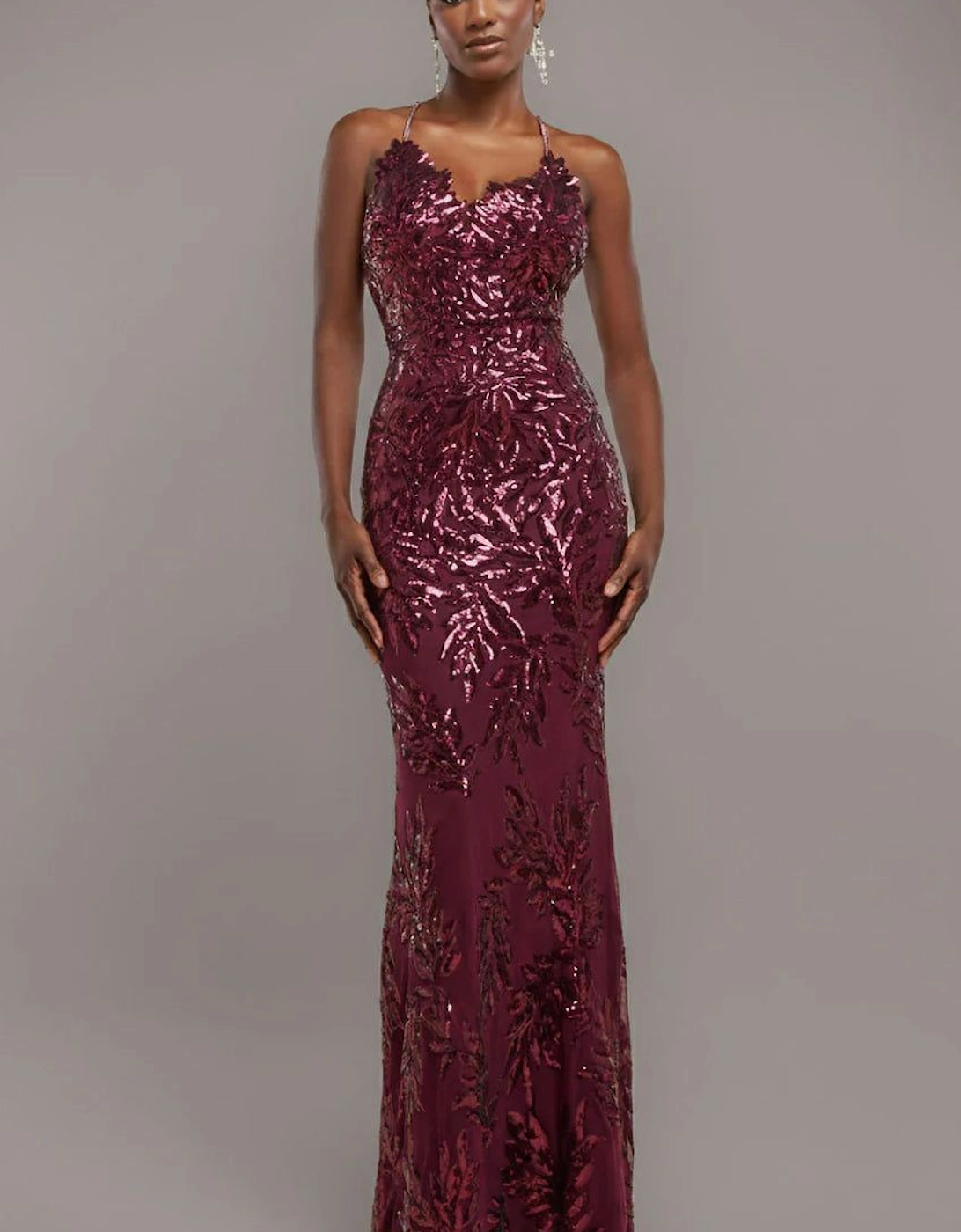 Cross Back Diamante Strap Sequin Maxi, 2 of 1