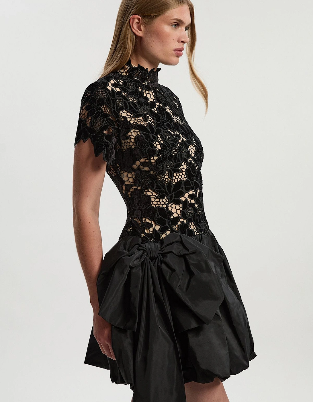 Tall Cut Work bubble Hem Woven Mini Dress, 2 of 1