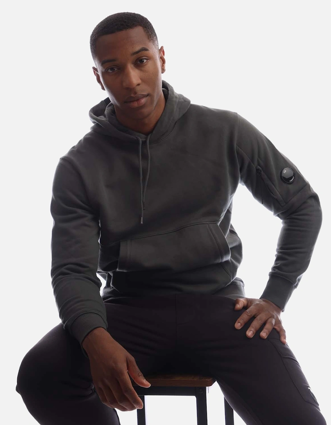 Diagonal Raised Fleece Lens Hoodie