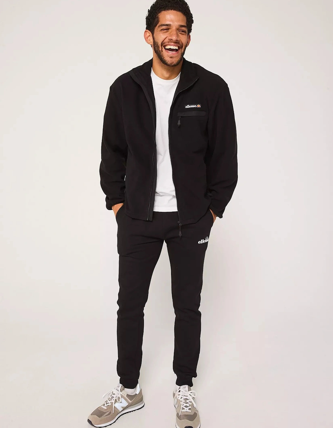 Men's Ellesse Maseben Full Zip Fleece Jacket Black - Size: 42/Regular