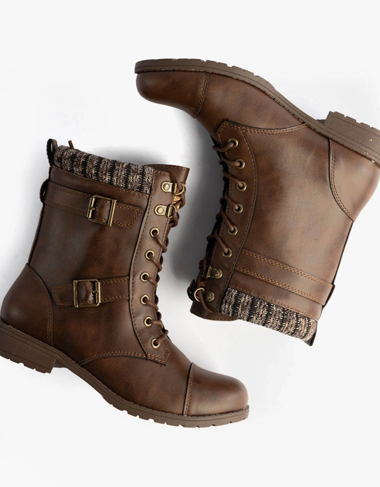 BILLIE Womens Biker Boots Brown