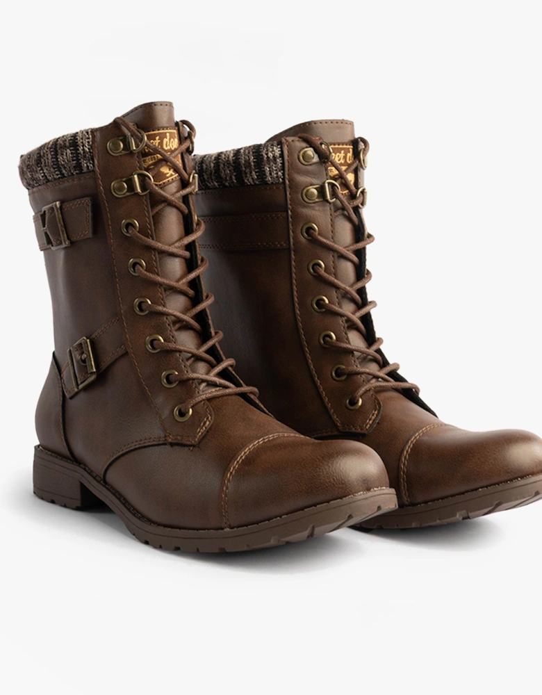 BILLIE Womens Biker Boots Brown