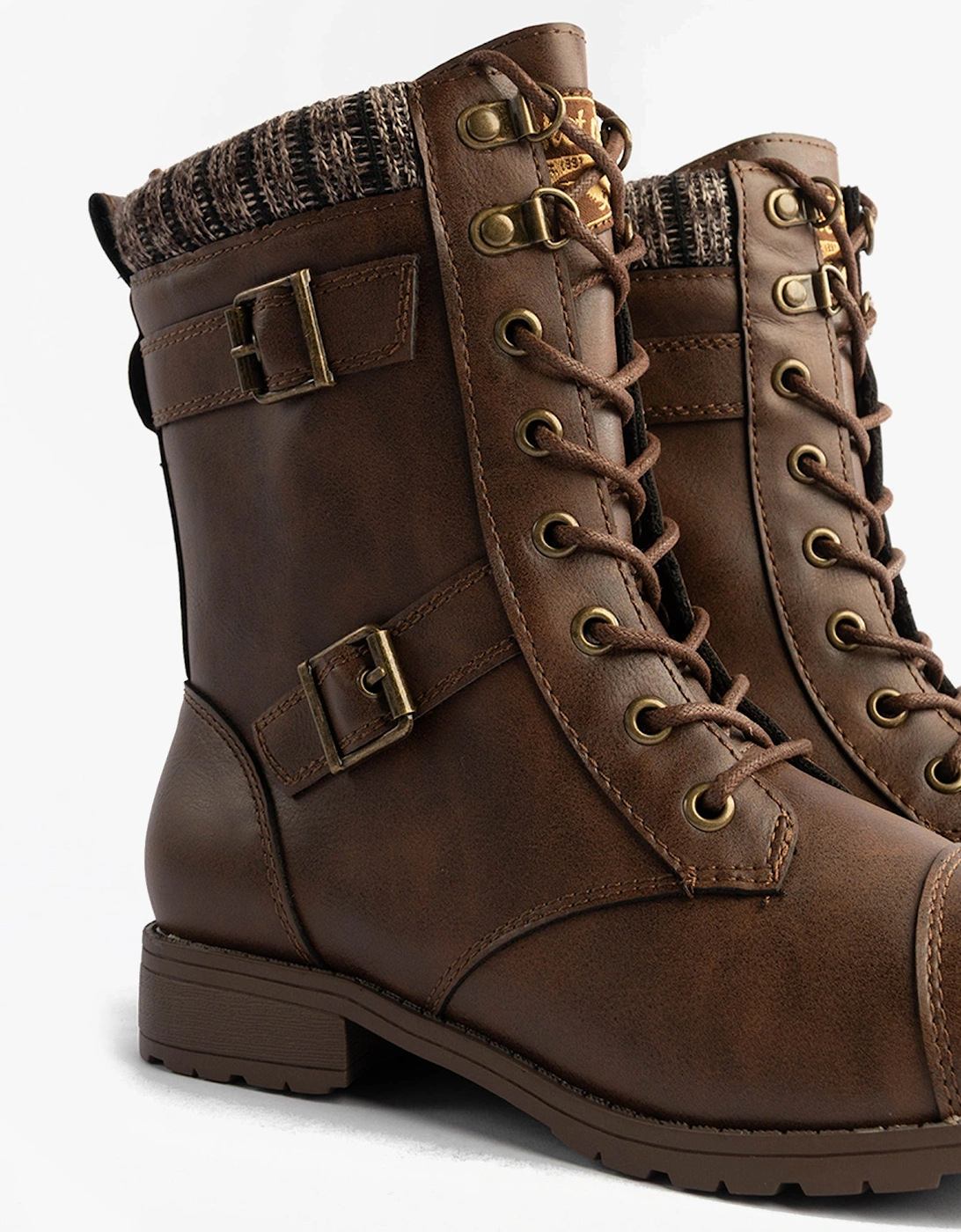 BILLIE Womens Biker Boots Brown