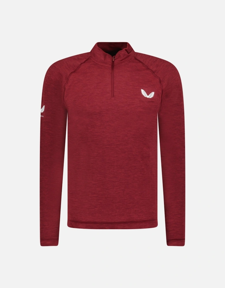 Seamless Long Sleeve Golf Mock Neck  Cabernet Red