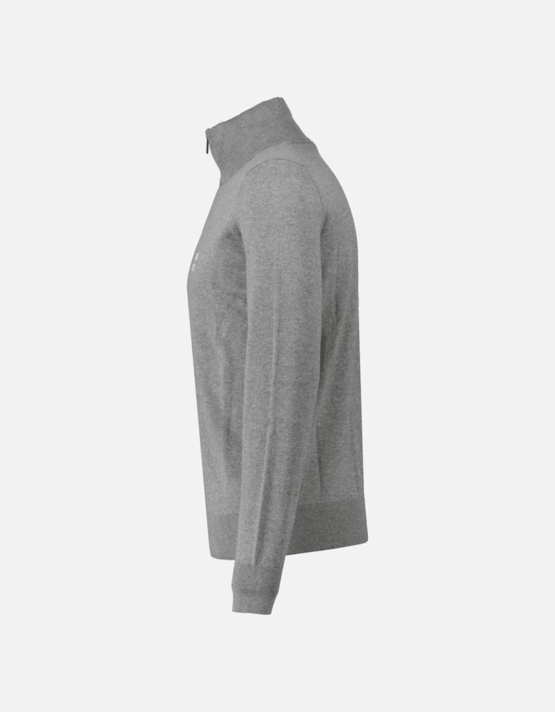 Kannobix Cashmere-Cotton Quarter Zip Grey Jumper