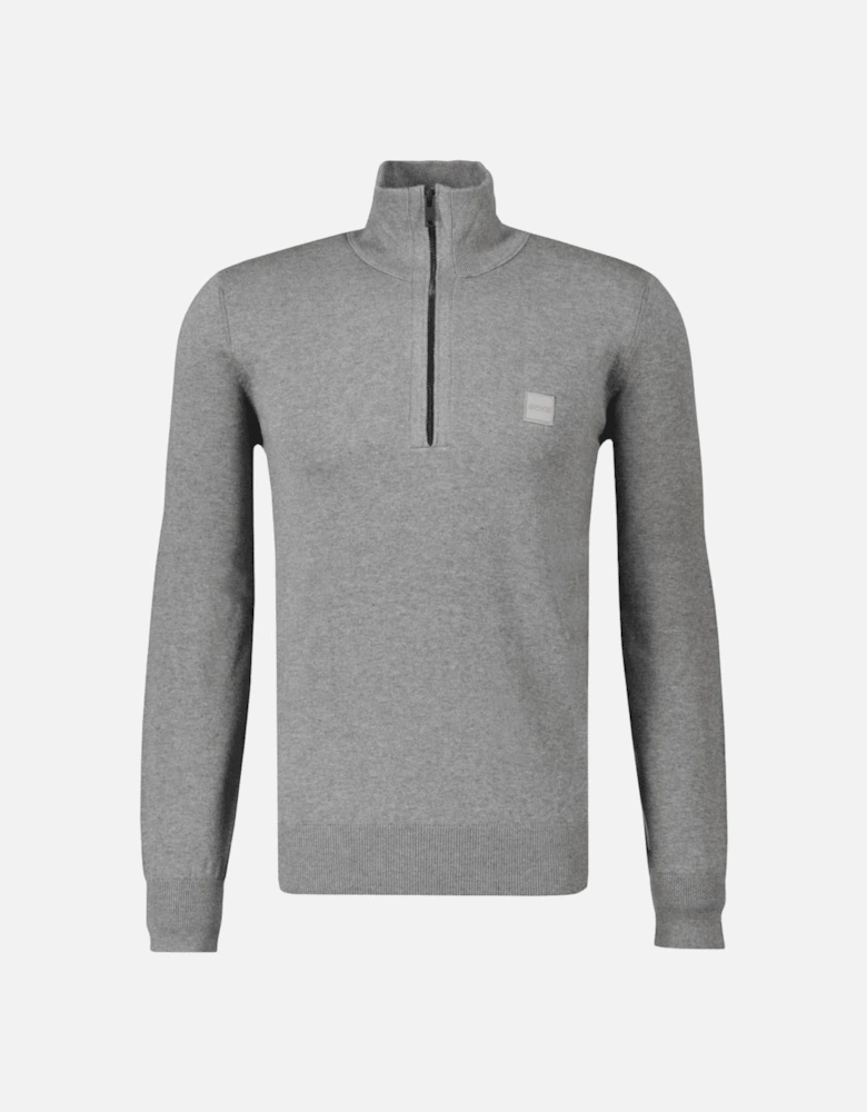 Kannobix Cashmere-Cotton Quarter Zip Grey Jumper