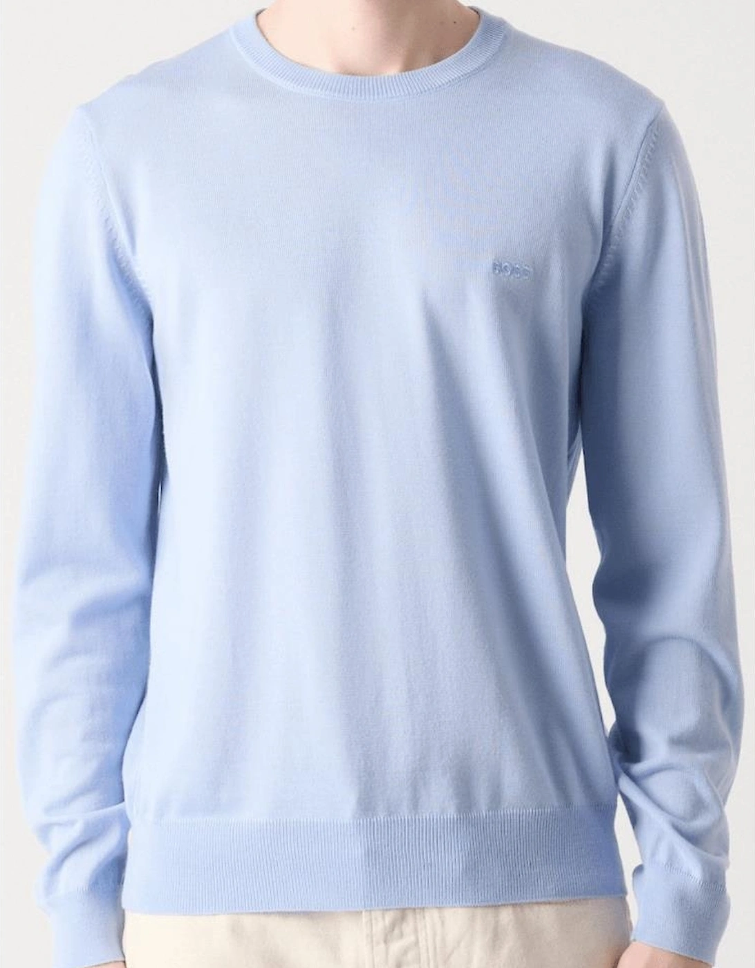 Botto Embroidered Logo Crew Neck Sky Blue Knitted Jumper