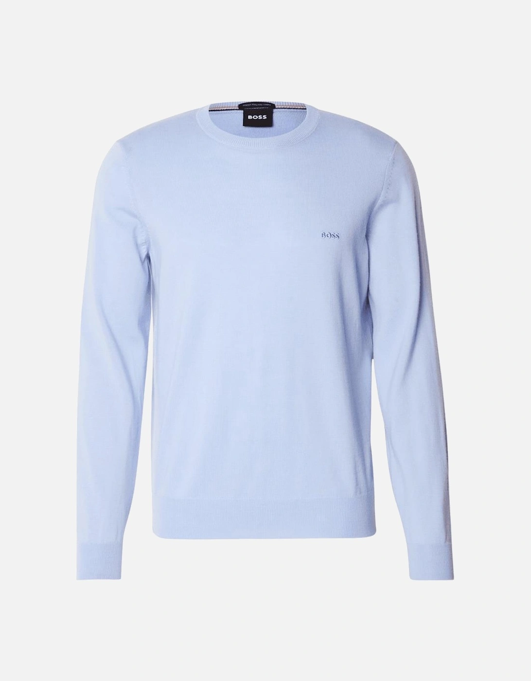 Botto Embroidered Logo Crew Neck Sky Blue Knitted Jumper, 4 of 3