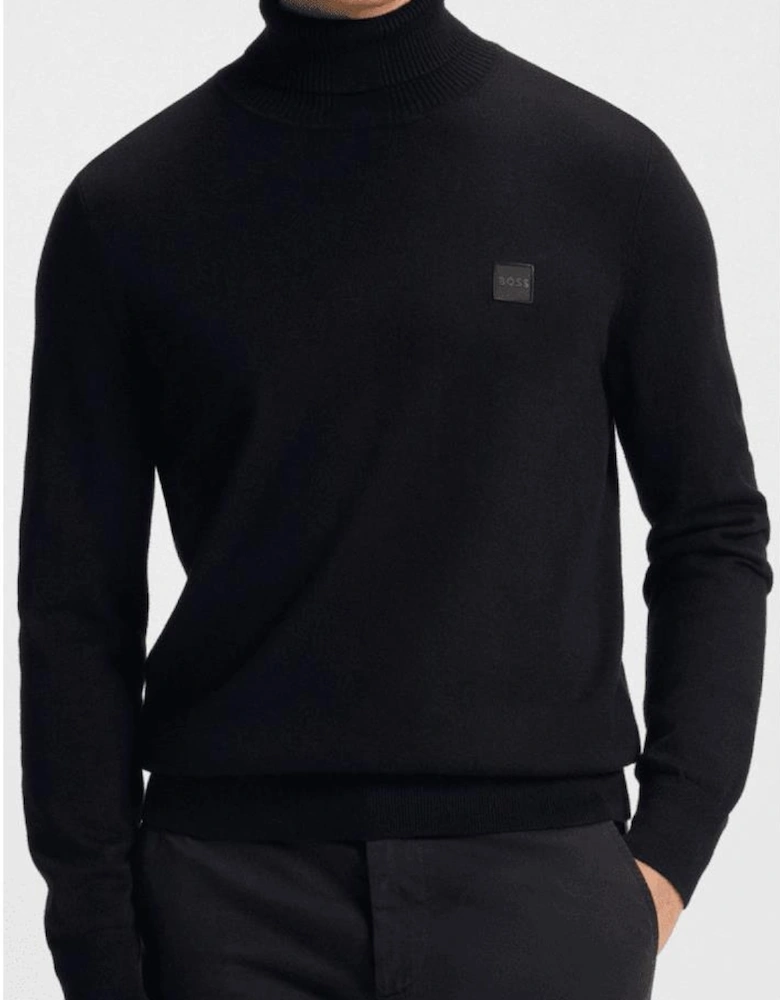 Akiro Embroidered Logo Black Turtle Neck Jumper