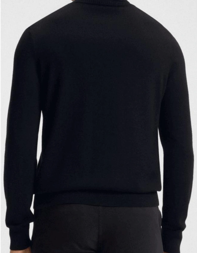 Akiro Embroidered Logo Black Turtle Neck Jumper