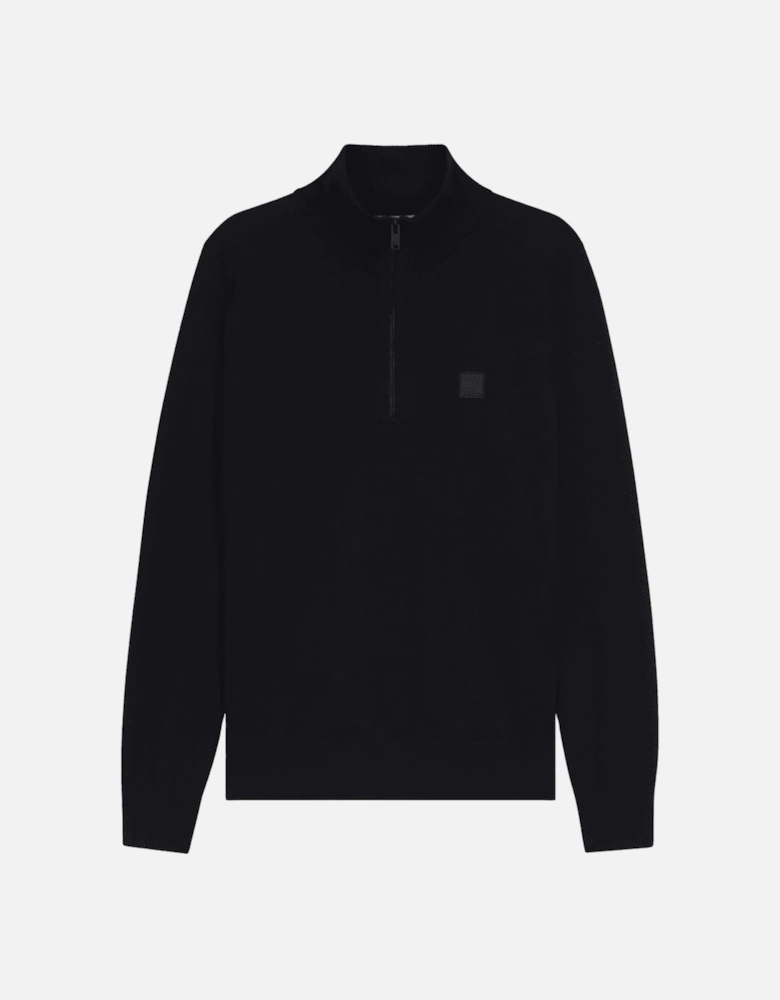 Kannobix Cashmere-Cotton Quarter Zip Navy Jumper