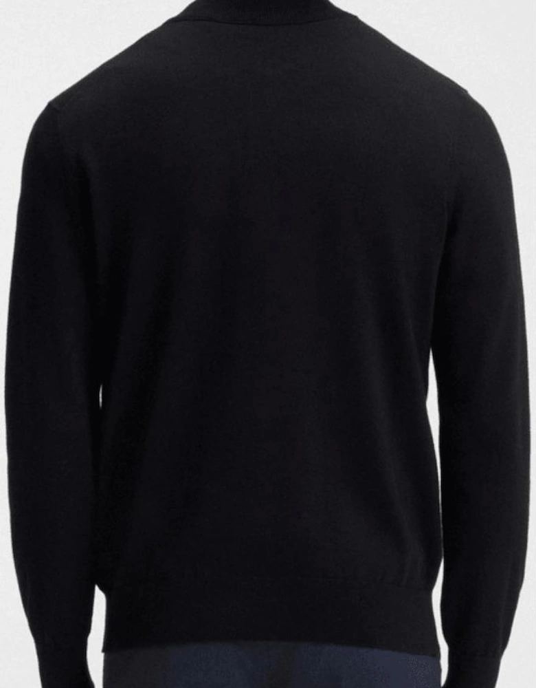Kannobix Cashmere-Cotton Quarter Zip Navy Jumper