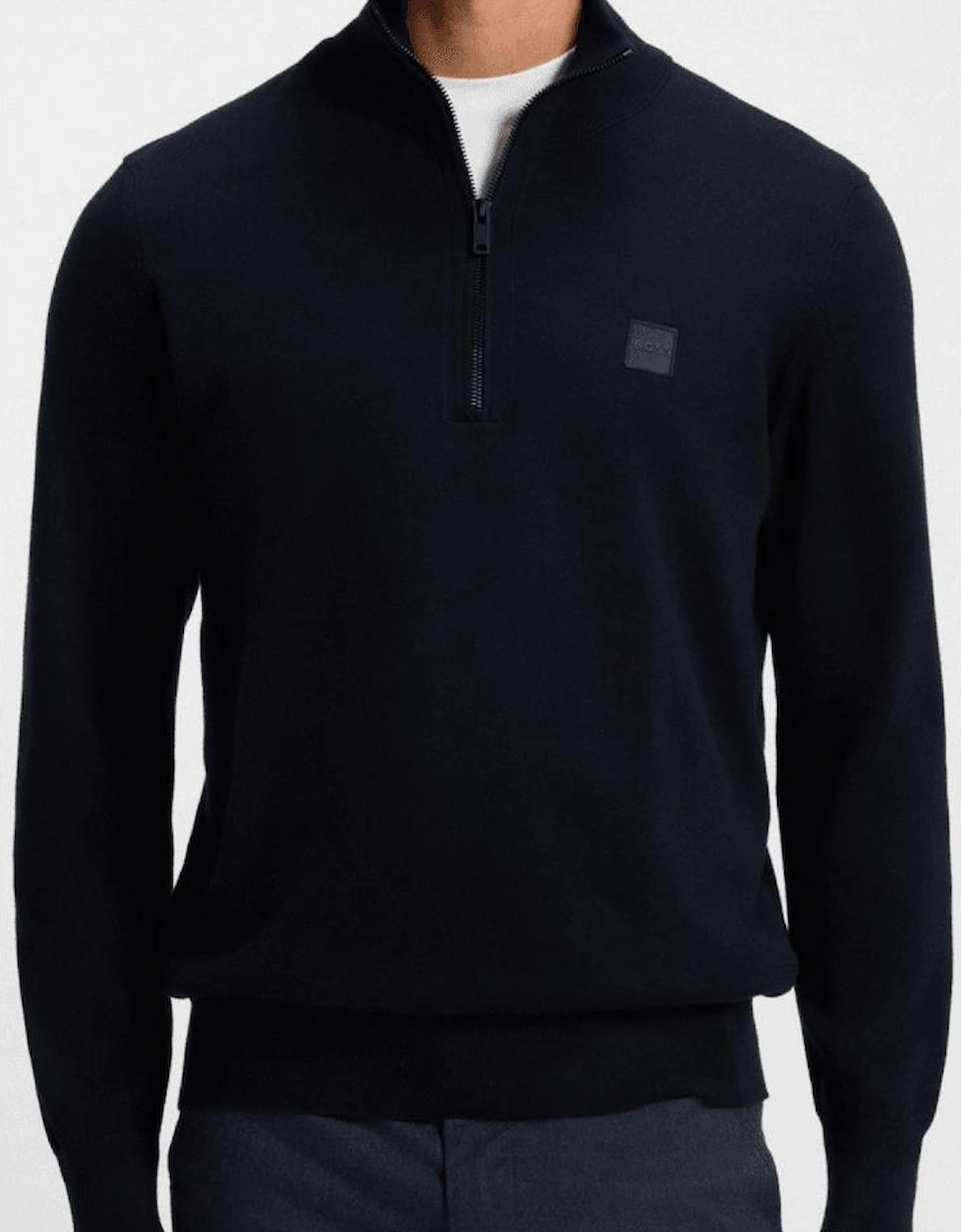Kannobix Cashmere-Cotton Quarter Zip Navy Jumper