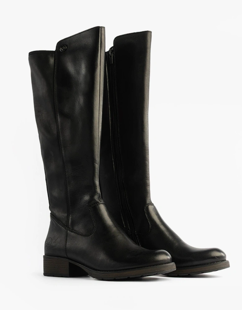 Z9591-01 Womens Leather Knee-High Boots Black