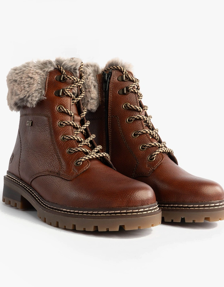 D0B74-24 Womens Fur Ankle Boots Brown