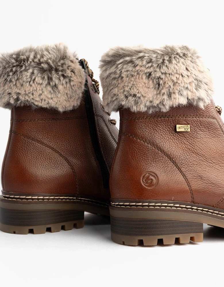 D0B74-24 Womens Fur Ankle Boots Brown