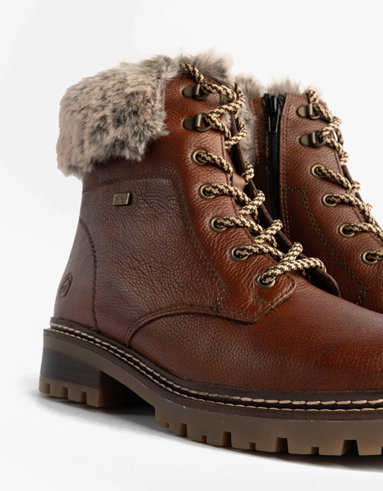 D0B74-24 Womens Fur Ankle Boots Brown