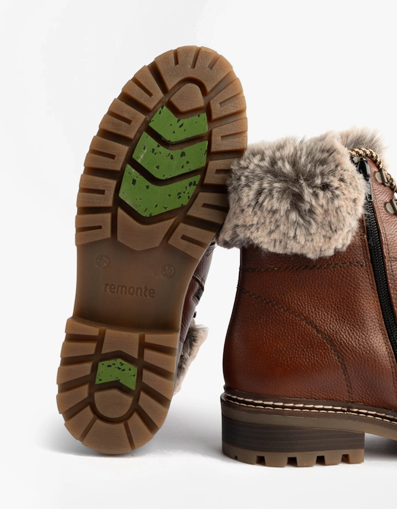 D0B74-24 Womens Fur Ankle Boots Brown
