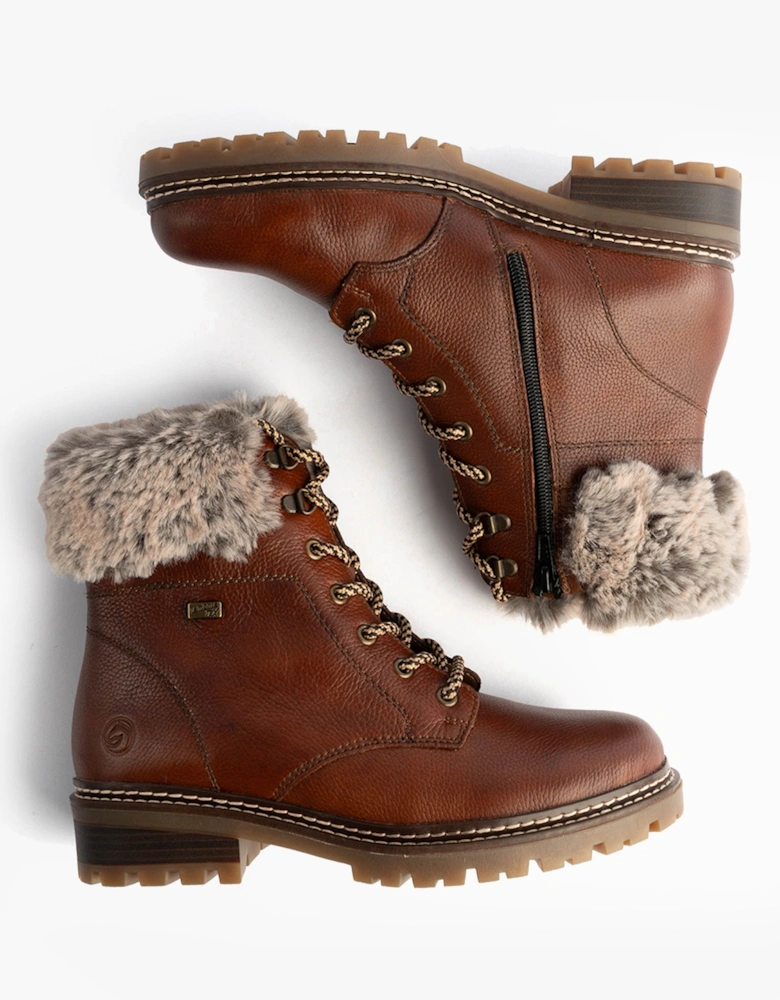 D0B74-24 Womens Fur Ankle Boots Brown