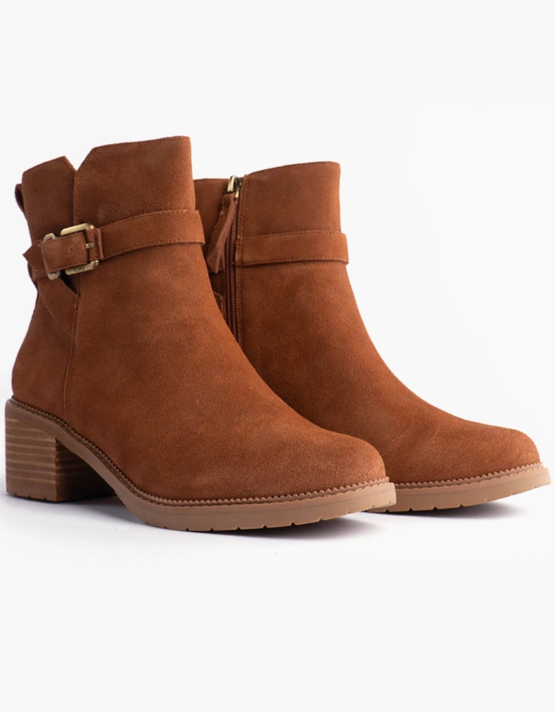 HAILEY BUCKLE Womens Ankle Boots Brown
