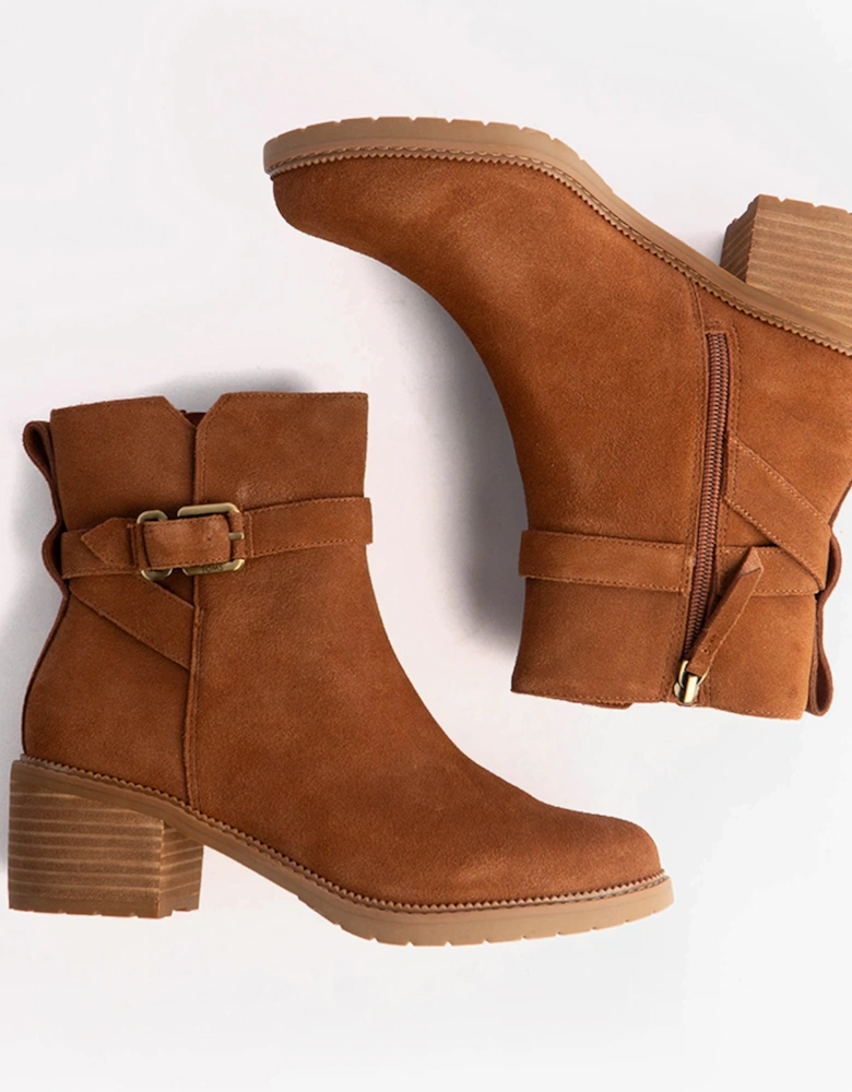 HAILEY BUCKLE Womens Ankle Boots Brown