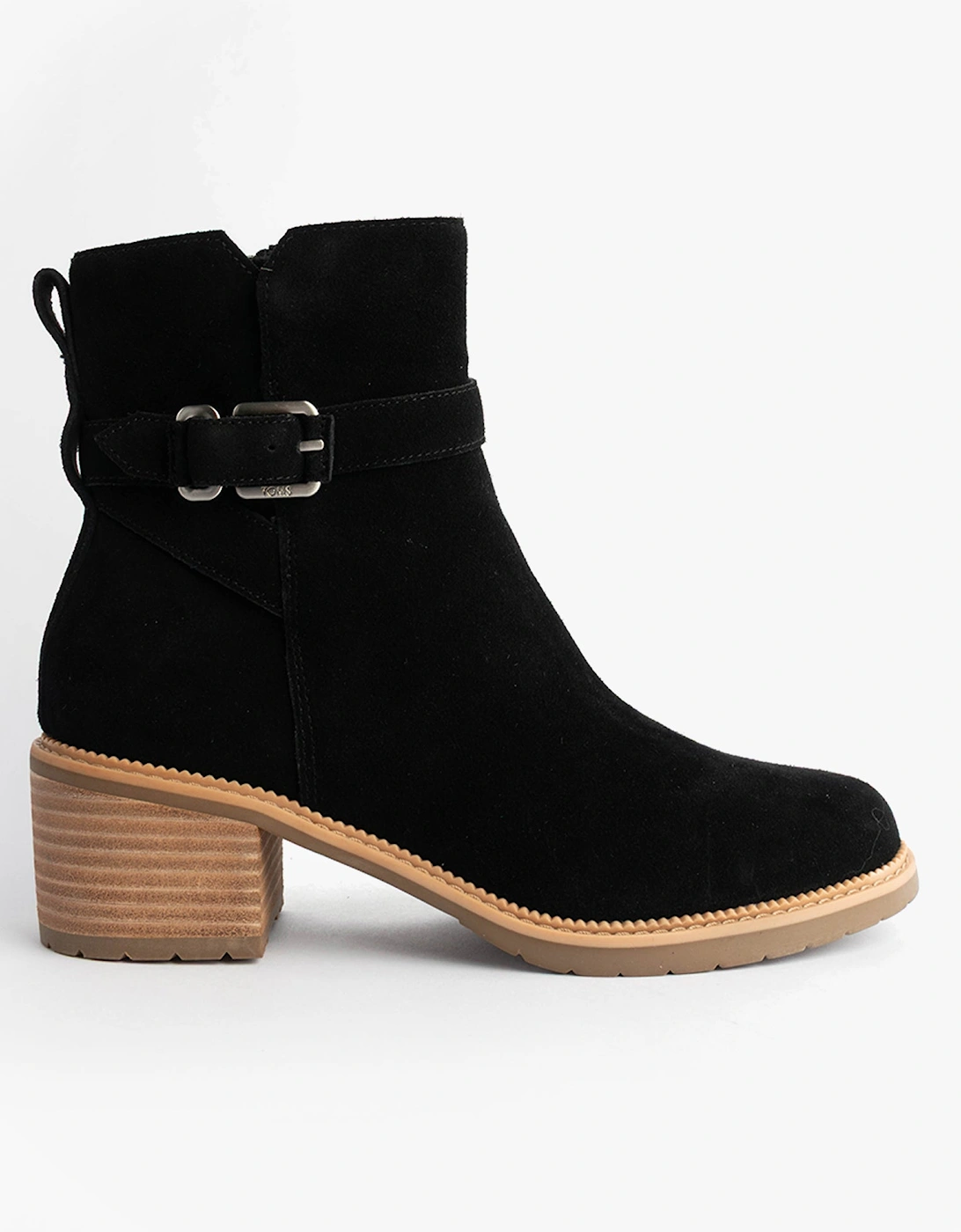 HAILEY BUCKLE Womens Ankle Boots Black, 7 of 6