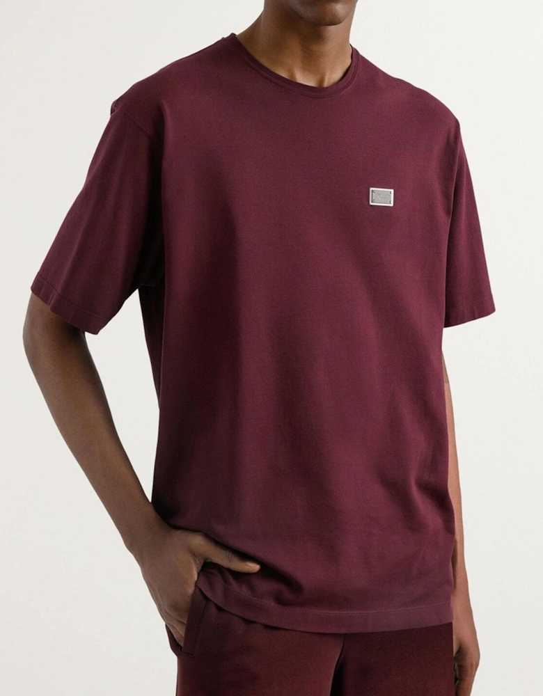 Plaque Logo T-Shirt in Burgundy