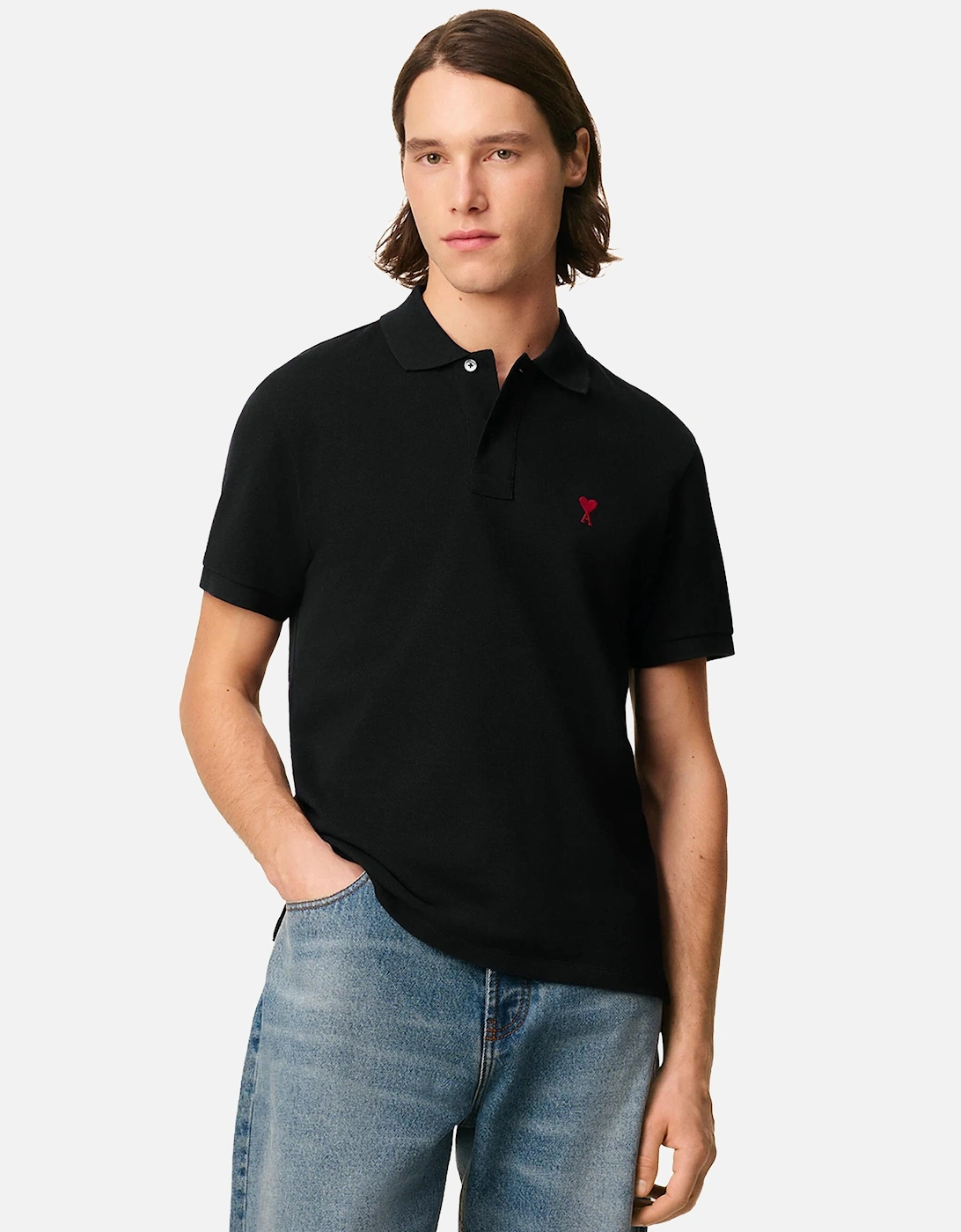 'Ami de Coeur' Polo Shirt in Black