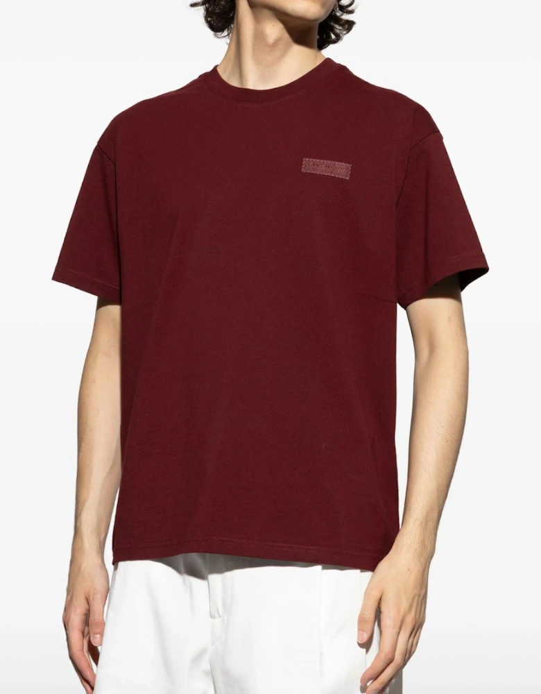 Logo Patch T-Shirt in Burgundy