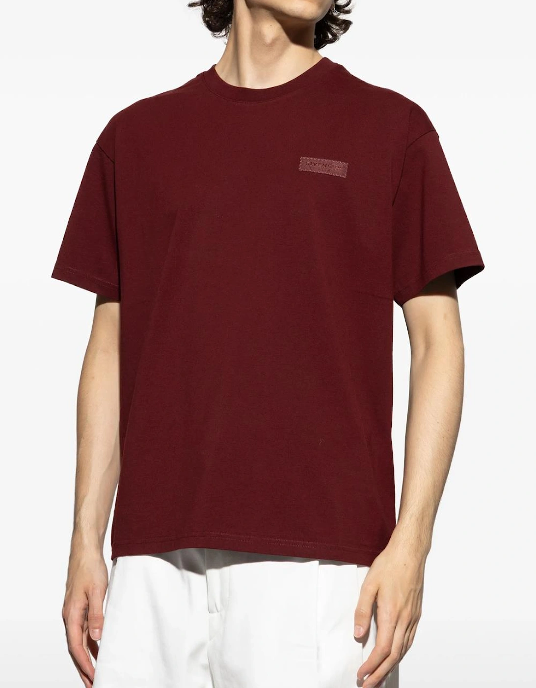 Logo Patch T-Shirt in Burgundy