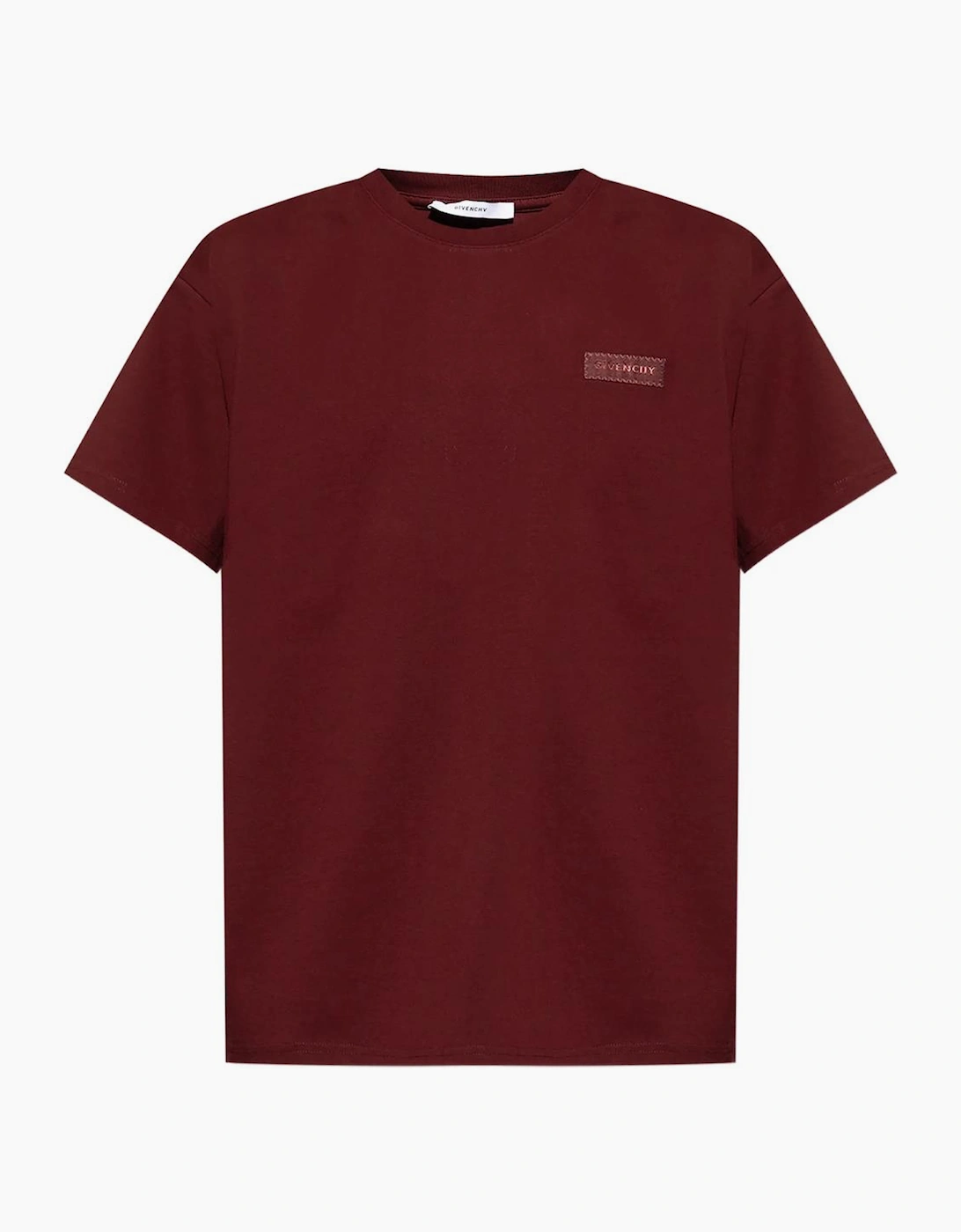 Givenchy Men's Red Logo Patch T-Shirt In Burgundy  44 Xxl